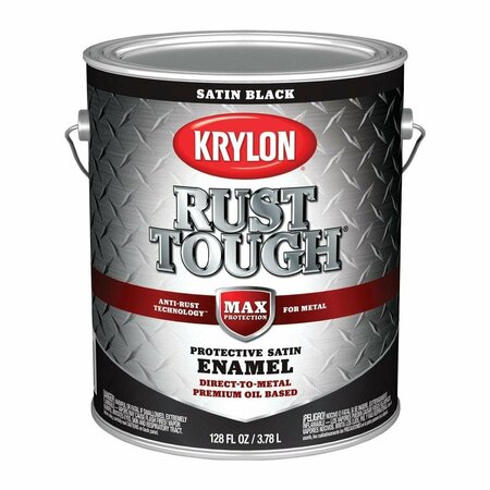 KRYLON Rust Tough Oil-Based Satin  Rust Control Enamel, Black, 1 Gal. K09733008